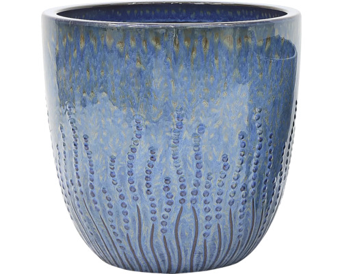 Cache-pot bleu avec motif à points