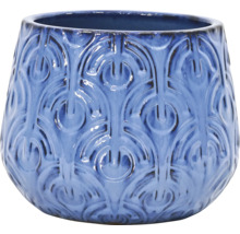 Pot de fleurs bleu avec motif en relief