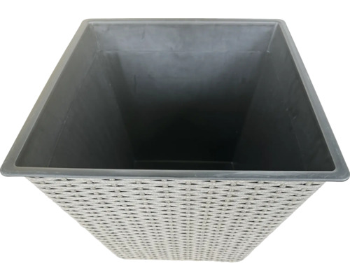 Pot de fleurs gris avec motif tressé