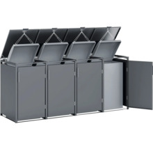 Cache-poubelle pour quatre poubelles avec couvercles