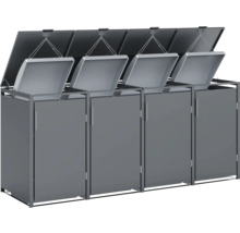 Quatre abris poubelles avec couvercle en métal