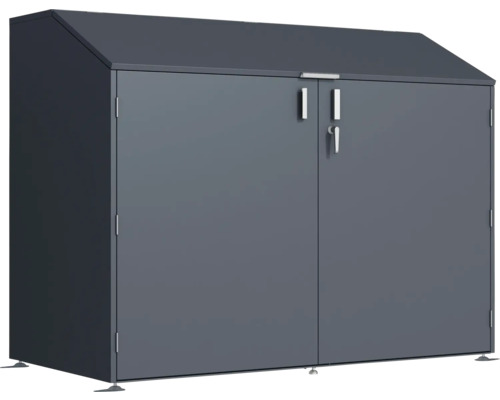 Grauer Geräteschrank mit Doppeltür und abschliessbarem Griff