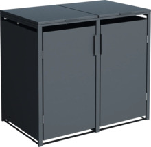 Cache-conteneurs pour deux poubelles avec portes et couvercle