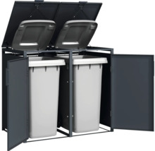 Cache-conteneur pour deux poubelles avec couvercle et porte