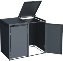 Cache-conteneur à ordures avec deux portes et un couvercle pour le stockage des conteneurs à ordures à l'extérieur