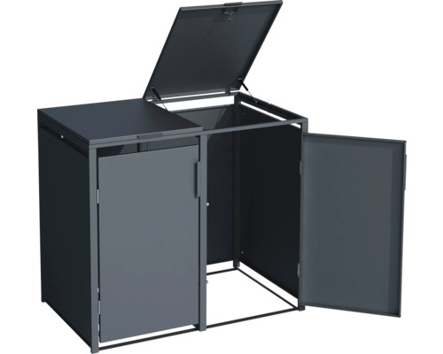 Cache-conteneur à ordures avec deux portes et un couvercle pour le stockage des conteneurs à ordures à l'extérieur