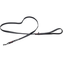Laisse pour chien noire en nylon avec mousqueton et dragonne