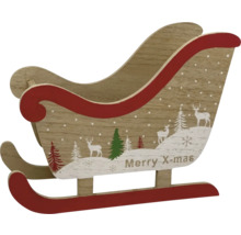Dekorative Holzschlitten Weihnachtsdekoration mit Schriftzug Merry X-mas