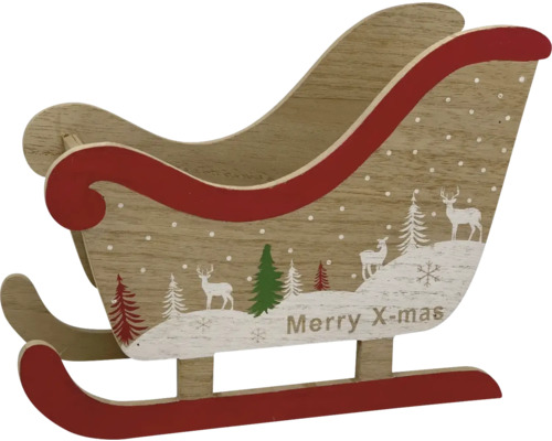 Dekorative Holzschlitten Weihnachtsdekoration mit Schriftzug Merry X-mas