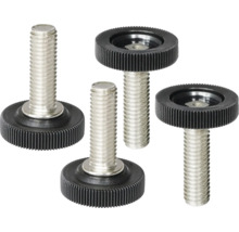 Pieds réglables en métal avec base en plastique moletée