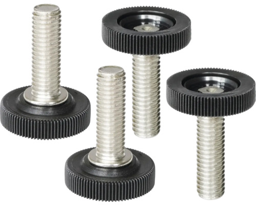 Pieds réglables en métal avec base en plastique moletée