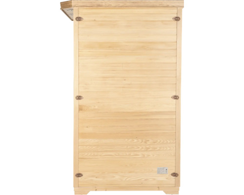 Aussenansicht einer Holzsauna mit horizontaler Paneelbauweise