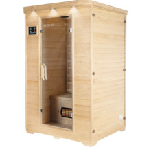 Holzsauna mit Glastür und digitalem Bedienfeld