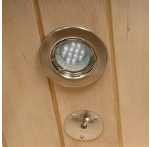 LED-Leuchte und Temperatursensor in einer Sauna