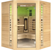 Innenraumsauna mit Glaselementen und Holzverkleidung