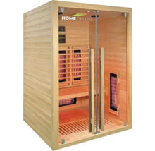 Infrarotsauna mit Glastür und Holzverkleidung