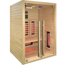 Infrarotsauna aus Holz mit Glastür und Infrarotstrahlern