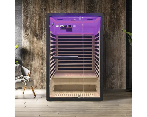 Infrarotsauna mit Glastür und Holzverkleidung