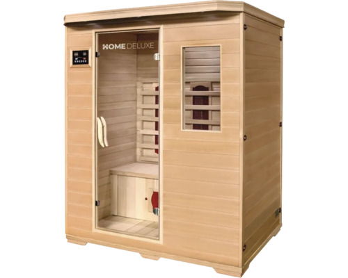 Home Deluxe Sauna aus Holz mit Steuerungselementen und Glaselementen
