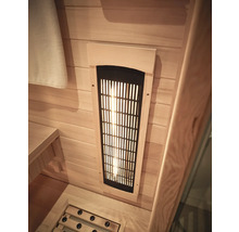 Nahaufnahme einer Sauna mit Infrarotstrahler