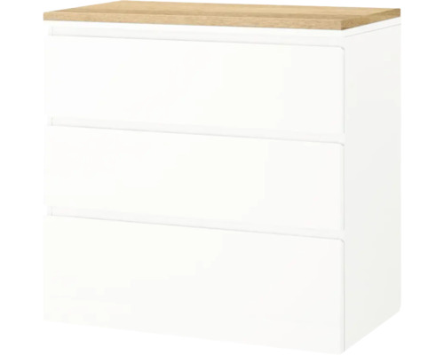 Commode avec trois tiroirs et plateau en bois