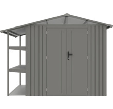 Abri de jardin en métal avec double porte et étagères