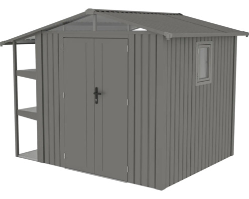 Abri de jardin avec fenêtre, étagères et double porte