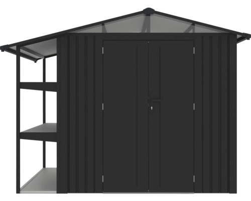Metall Gartenhaus mit Regalen und Doppeltür
