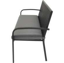 Banc de jardin avec accoudoirs et coussins gris