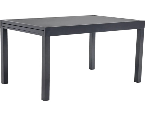 Table de jardin rectangulaire avec plateau en verre et quatre pieds