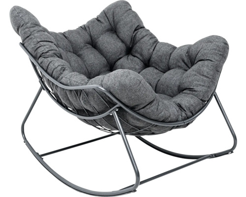 Schaukelstuhl mit Metallgestell und gepolstertem Bezug