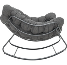 Schaukelstuhl mit grauem Polster auf Metallgestell