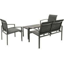 Gartenmöbelset mit Tisch, Bank und zwei Stühlen