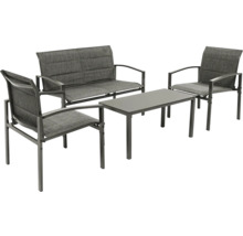 Gartenmöbelset mit zwei Stühlen, einer Bank und einem Tisch