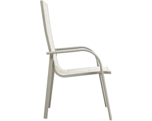 Gartenstuhl mit Armlehnen aus Metall und Textil