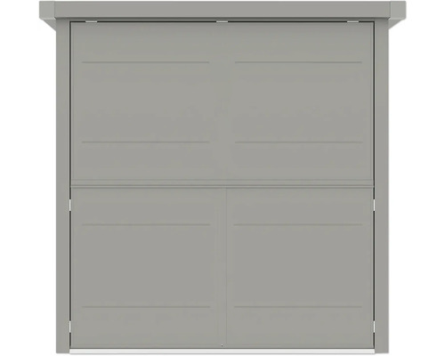 Porte coulissante grise avec lignes décoratives horizontales