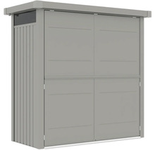 Armoire à outils grise avec quatre portes pour l'extérieur