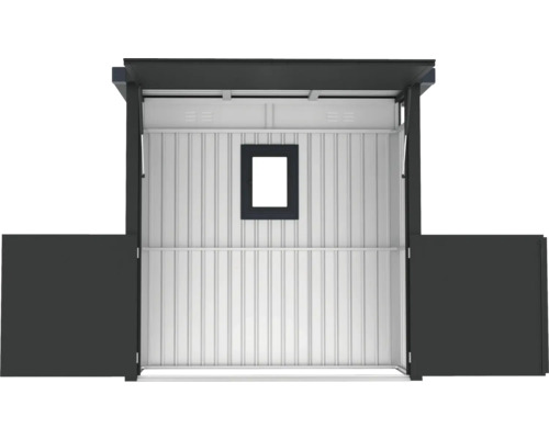 Abri de jardin métallique avec fenêtre et double porte