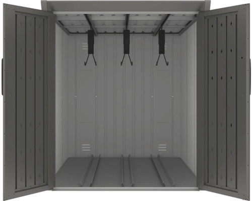 Abri de jardin ouvert avec crochets pour outils de jardin