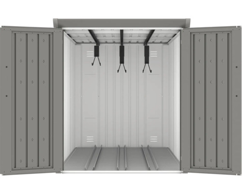 Abri de jardin métallique ouvert avec support à vélos