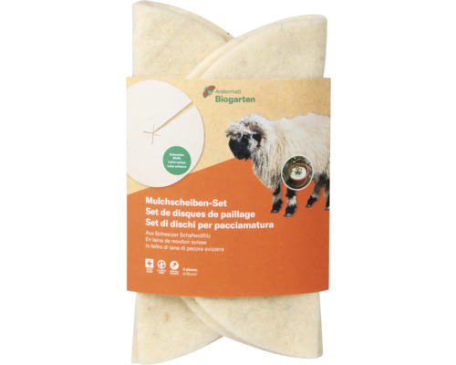 Disques de paillage de 25 cm lot de 3 Kit de disques de paillage en feutre de laine de mouton, diamètre 25 centimètres