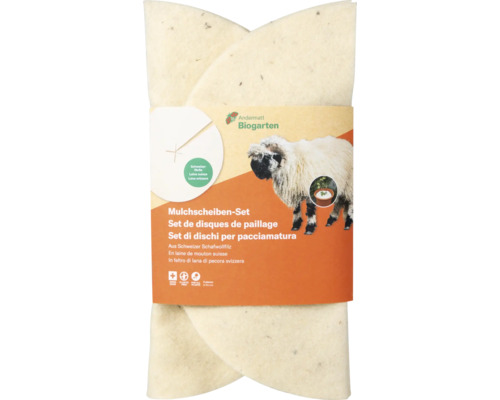 Disques de paillage de 40 cm lot de 3 Andermatt Biogarten Set de disques de paillage en feutre de laine de mouton suisse