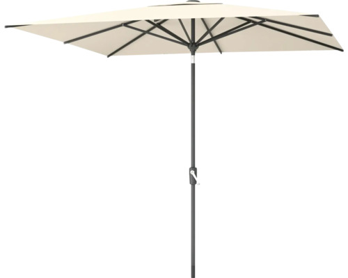 SOLUNA Parasol Sarry 250 cm x 250 cm écru avec protection UV 80 Parasol rectangulaire avec mécanisme à manivelle