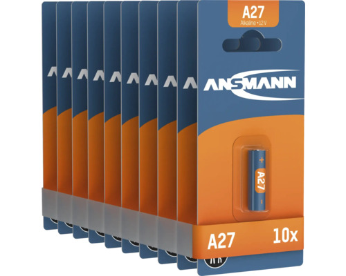 Zehn Ansmann A27 Alkaline Batterien mit 12 Volt