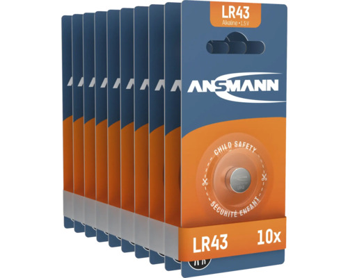 Ansmann LR43 Alkaline Batterien, 1.5 V, 10er Pack
