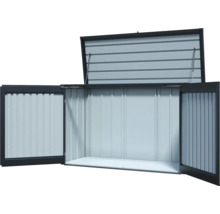 Coffre de rangement d'extérieur en métal ouvert