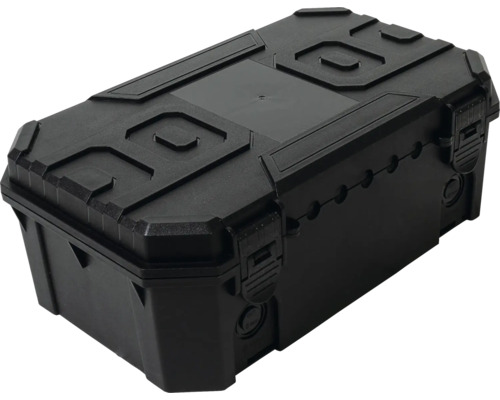 Boîte à câbles GardenLine Safe Box Steffen noir Boîte à outils noire en plastique avec clips de fermeture