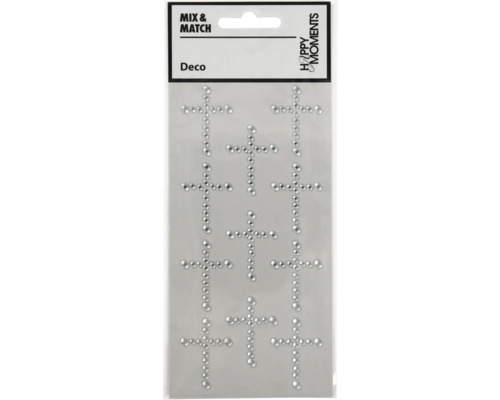 Sticker selbstklebend, Strassensteine silber, Ø 35x25 mm, 11 Stück Deko Sticker Kreuz zum Aufkleben