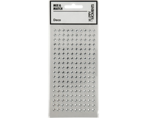 Sticker selbstklebend, Strassensteine silber, Ø 5 mm, 144 Stück Dekosteine auf Trägerfolie für Bastelarbeiten
