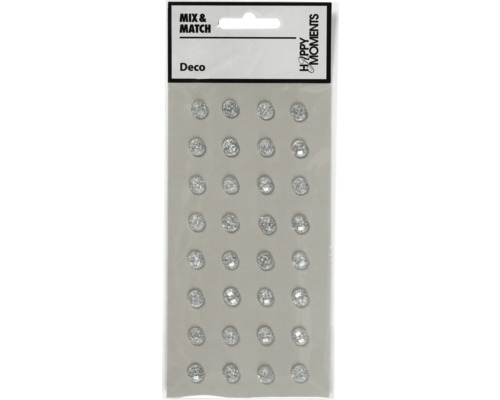 Sticker selbstklebend, Strassensteine silber, Ø 8 mm, 32 Stück Dekorative Glitzersteine in Verpackung